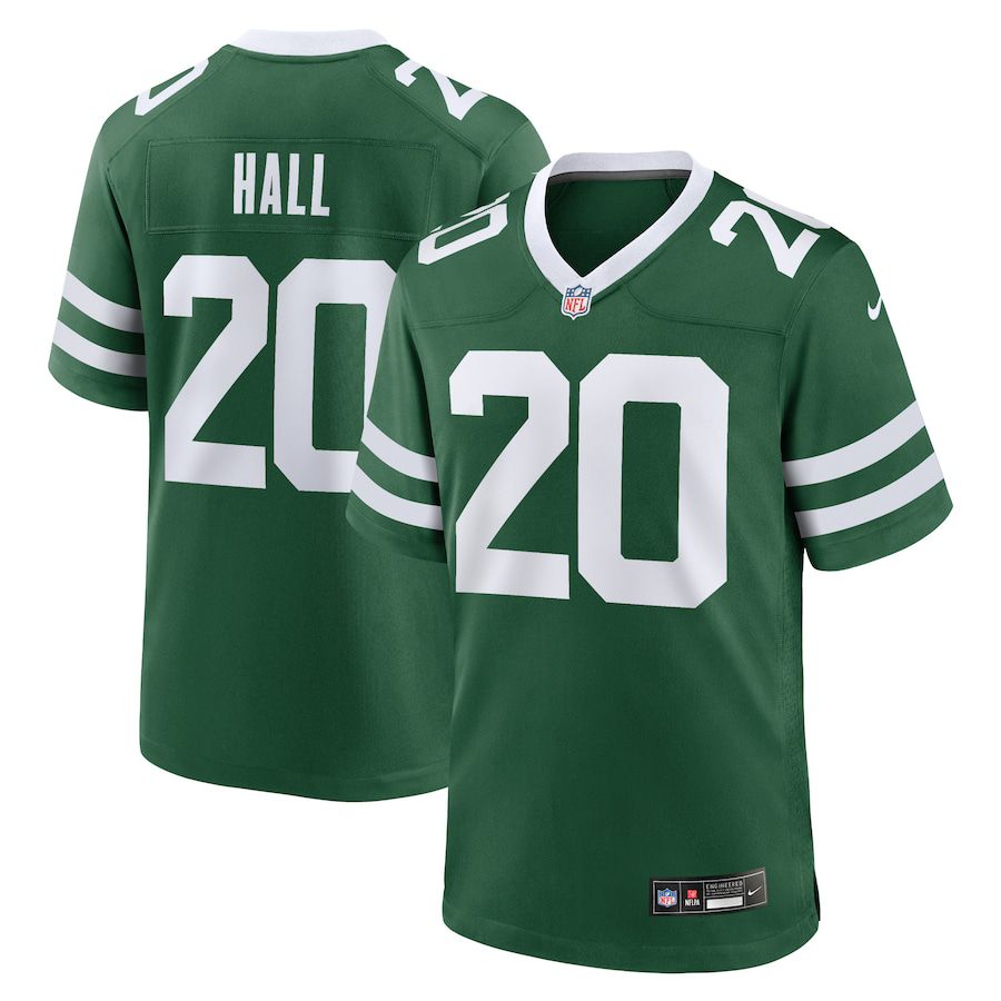 Men New York Jets 20 Breece Hall Nike Legacy Green Game NFL Jersey